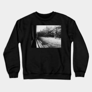 Traveling Fast By Train in Black and White Crewneck Sweatshirt